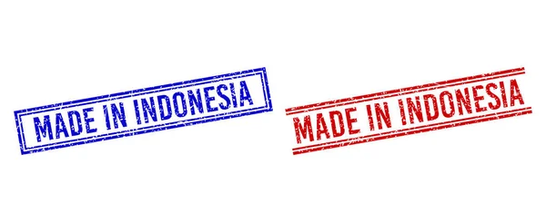 Tessuto graffiato MADE IN INDONESIA Sigillo con doppie linee — Vettoriale Stock