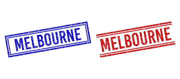 Karcos texturált MELBOURNE tömítés dupla vonalakkal — Stock Vector