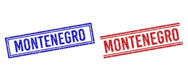 Grunge desenli MonteneGRO Damgaları Çift Çizgili