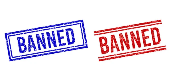 Vészhelyzet texturált BANNED bélyegző tömítések dupla vonalakkal — Stock Vector