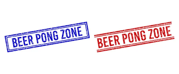 Selos texturizados riscados do selo da cerveja PONG ZONE com linhas duplas — Vetor de Stock