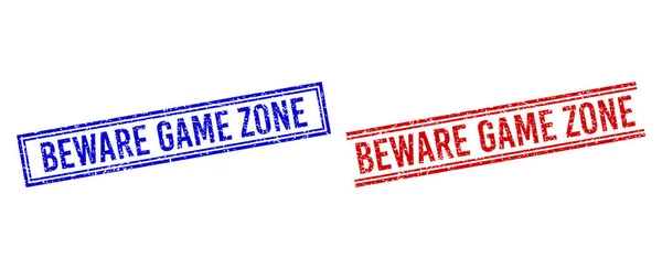 Rubber Textured BEWARE GAME ZONE Seal with Double Lines — Stock Vector