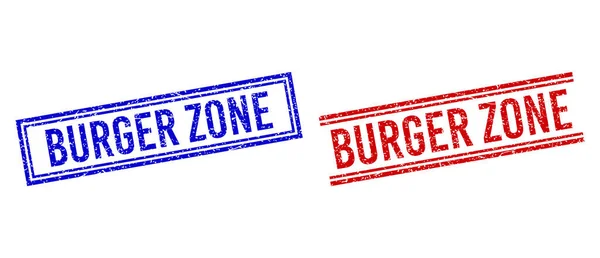 Gumi texturált BURGER zóna bélyegzői dupla vonalakkal — Stock Vector