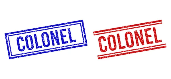 Grunge gestructureerde COLONEL postzegels met dubbele lijnen — Stockvector