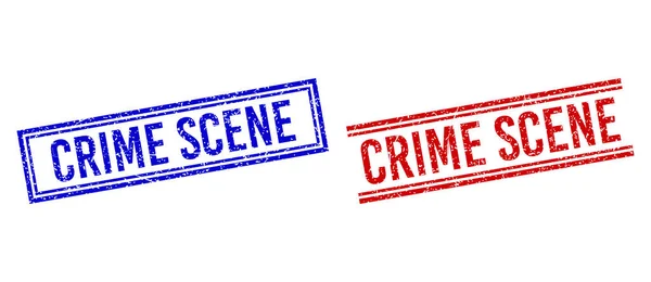 Sello de escena de crimen texturizado rayado con líneas dobles — Vector de stock