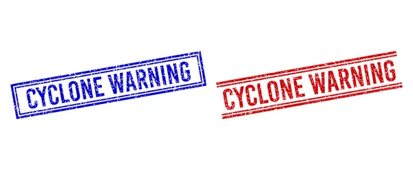 Rubber Textured CYCLONE WARNING Seal with Double Lines — Stock Vector