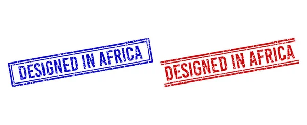 Nouzové texturované DESIGNED v AFRICA razítkové pečetě s dvojitými liniemi — Stockový vektor