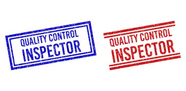 Grunge Kalıplaşmış Kalifiye Kontrol Müfettişi Çift Çizgili Damgalar