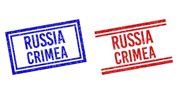 Sellos de sello RUSSIA CRIMEA con textura rayada con líneas dobles — Vector de stock