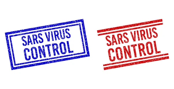 Grunge Textured SARS VIRUS CONTROL γραμματόσημα με διπλές γραμμές — Διανυσματικό Αρχείο