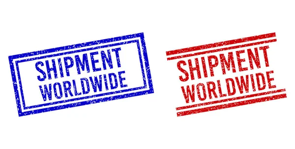 Kauçuk desenli SHIPMENT Dünya Çapında Damga Mührü Çift Çizgili — Stok Vektör