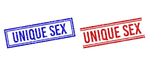 Rubber Textured UNIQUE SEX Stamps with Double Lines — Stock Vector