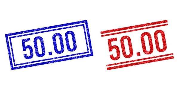 Selos de carimbo texturizados de borracha 50.00 com linhas duplas — Vetor de Stock