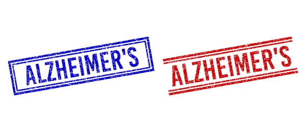 Sellos de caucho texturizado ALZHEIMERS con líneas dobles — Vector de stock