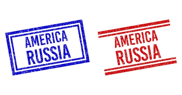 Guma texturované AMERICA RUSSIA těsnění s dvojitými liniemi — Stockový vektor