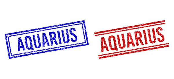 Sello AQUARIUS texturizado de goma con líneas dobles — Vector de stock