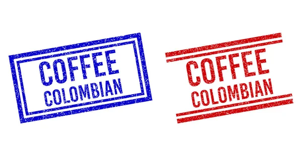 Grunge Texturé COLOMBIE COFFEE Timbres avec lignes doubles — Image vectorielle