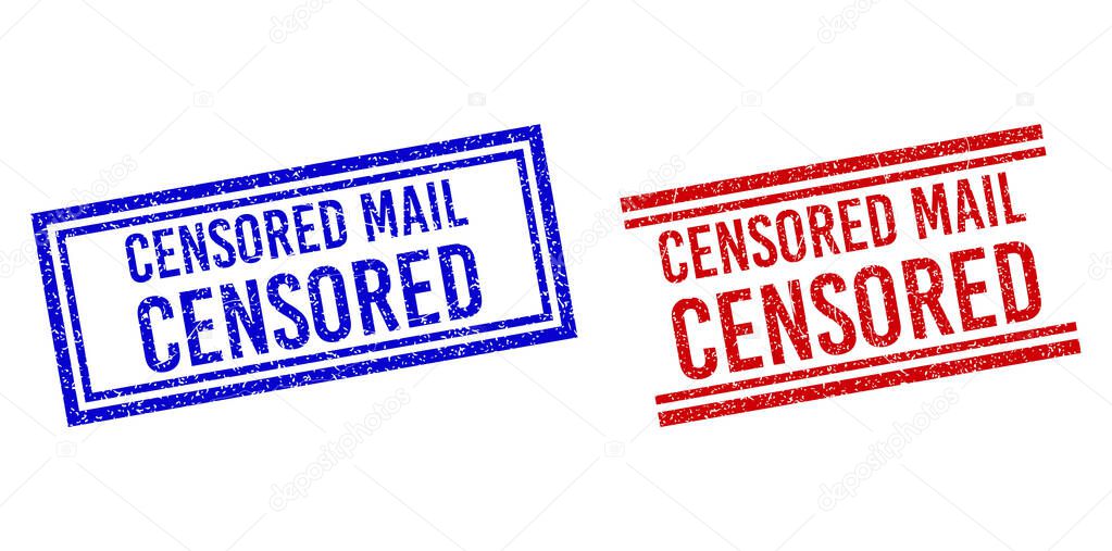Rubber Textured CENSORED MAIL Stamps with Double Lines