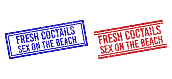 Grunge Texturé FRESH COCTAILS SEX SUR LA PLAGE Joint avec lignes doubles — Image vectorielle