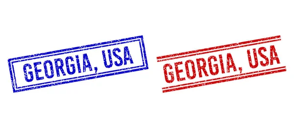 Borracha texturizada GEORGIA, EUA Selos com linhas duplas —  Vetores de Stock