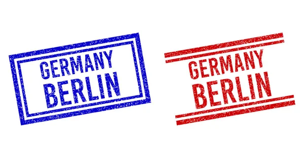 Zerkratzte Texturierte DEUTSCHLAND-BERLIN-Briefmarken mit doppelten Linien — Stockvektor
