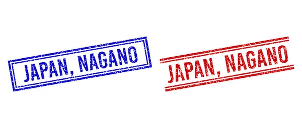 Sufrimiento Texturizado JAPÓN, NAGANO Sellos con líneas dobles — Vector de stock