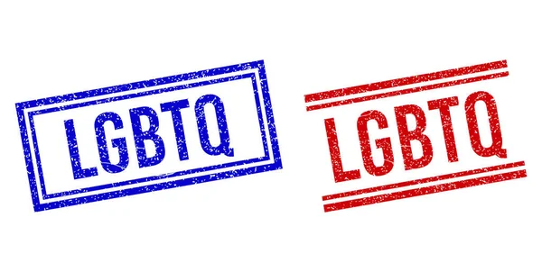 Selos de selo LGBTQ texturizados com linhas duplas —  Vetores de Stock