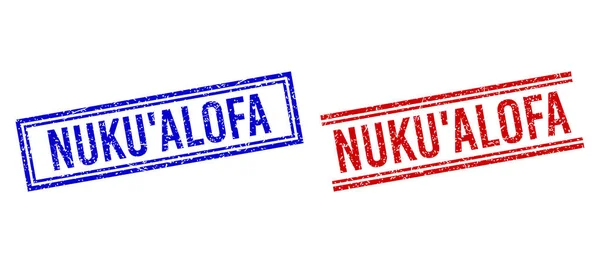 Sellos de sello NUKUALOFA texturizados con líneas dobles — Vector de stock