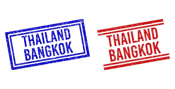 Texturierte THAILAND BANGKOK-Stempel mit doppelten Linien — Stockvektor