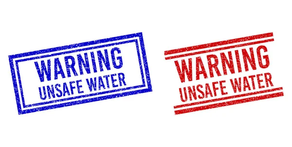 Rubber Textured WARNING UNSAFE WATER Stamp Seals with Double Lines — Stock Vector