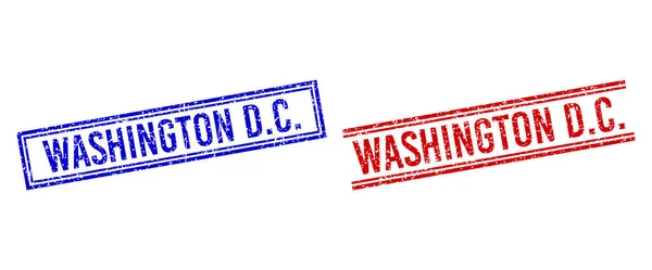 Zerkratzte texturierte WASHINGTON D.C. Briefmarken mit doppelten Linien — Stockvektor