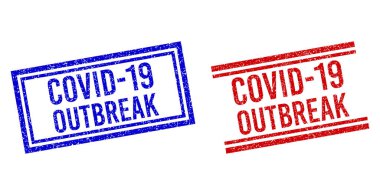 Grunge desenli COVID-19 OuttBREAK Çift Çizgili Mühür