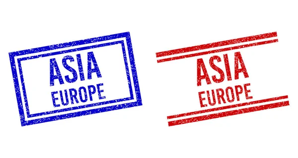 Texturierte Gummiversiegelung ASIA EUROPE mit doppelten Linien — Stockvektor