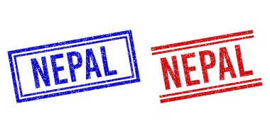 Grunge desenli NEPAL Çift Çizgili Damga Mührü