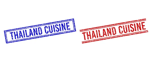 Grunge getextureerde THAILAND CUISINE zegels met dubbele lijnen — Stockvector