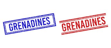 Grunge desenli GRENADINES Çift Çizgili Mühür