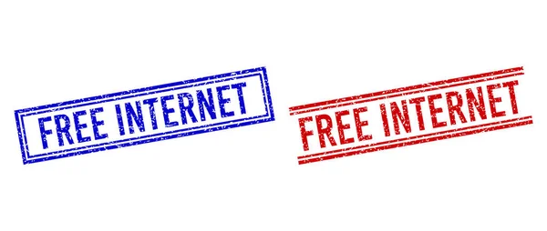 Царапнутые текстурированные бесплатные марки Интернета с двойными линиями — стоковый вектор