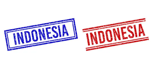 Selo texturizado borracha de INDONÉSIA com linhas duplas —  Vetores de Stock