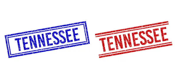 Grunge Getextureerde TENNESSEE stempels met dubbele lijnen — Stockvector