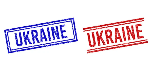 Francobolli UKRAINE strutturati graffiati con doppie linee — Vettoriale Stock