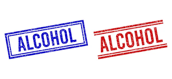 Podrapane teksturowane znaczki ALCOHOL z podwójnymi liniami — Wektor stockowy