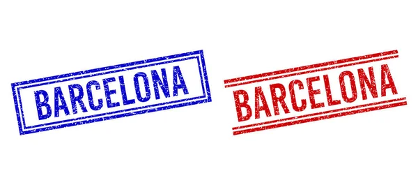 Sellos texturizados de BARCELONA rayados con líneas dobles — Vector de stock