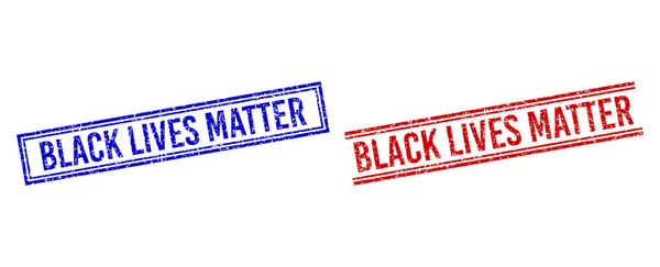 Borracha texturizada BLACK LIVES MATTER selo selos com linhas duplas — Vetor de Stock