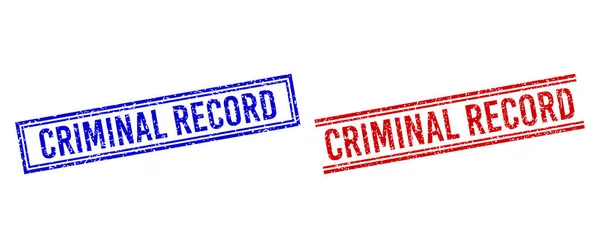 Rubber Textured CRIMINAL RECORD Stamps with Double Lines — Stock Vector