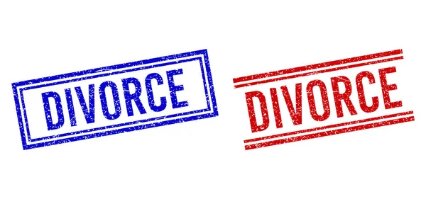 Gummitexturerad DIVORCE stämplar med dubbla linjer — Stock vektor