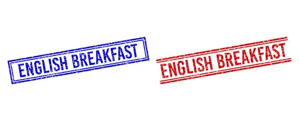 Γρατζουνιές Αγγλικές πρωινές σφραγίδες με διπλές γραμμές — Διανυσματικό Αρχείο