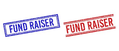 Grunge desenli FUND RAISER Çift Çizgili Mühür