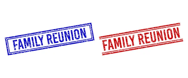 Scratched Textured FAMILY REUNION Stamps with Double Lines — Stock Vector