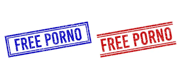 Kratzfestes texturiertes FREE PORNO-Siegel mit doppelten Linien — Stockvektor