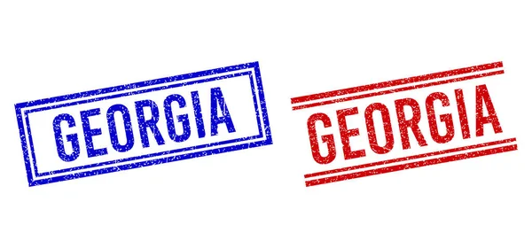 Selos de carimbo GEORGIA texturizados de estresse com linhas duplas —  Vetores de Stock